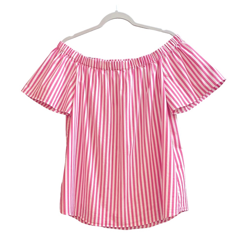 Vince Camuto off the shoulder pink and white striped top Size M